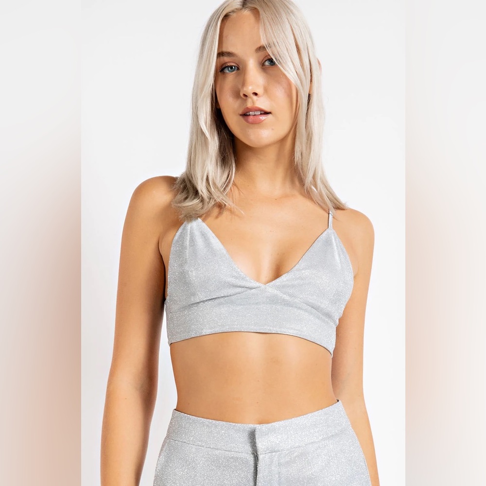 WOVEN GLITTER CROP TOP NWT